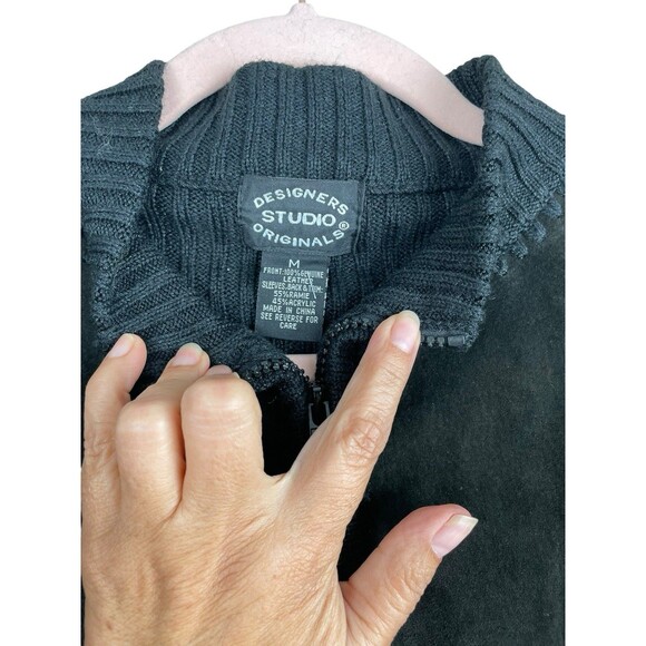 Designers Studio Originals Jacket Women's M Brown  Knit Patchwork 70s Retro Boho - Picture 3 of 8